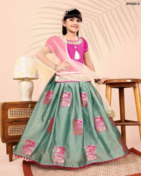 Beautiful Jacquard Art Silk Kid’s Pavadai Collection!