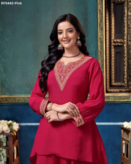 Chinon Embroidered Indo Western Top Palazzo Set Stylish Fusion Wear!