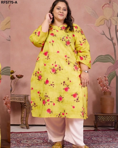 Plus Size Camric Cotton Printed Top for Women – Stylish Ethnic Wear