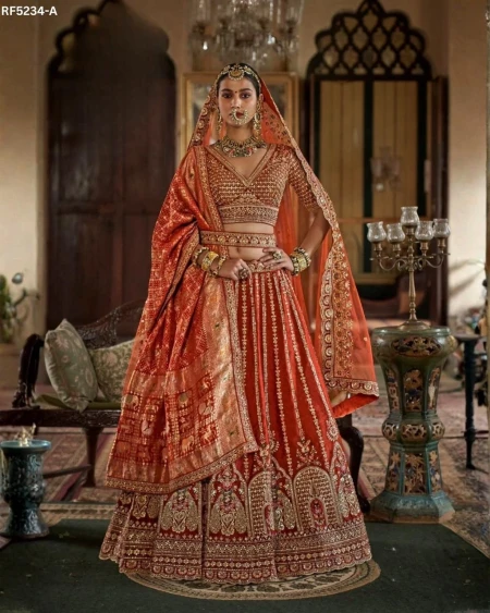 Designer Raw Silk Embroidered Lehenga Choli with Stylish Double Dupatta!