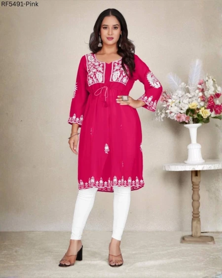 Georgette Embroidered Kurti with Designer Sleeves!