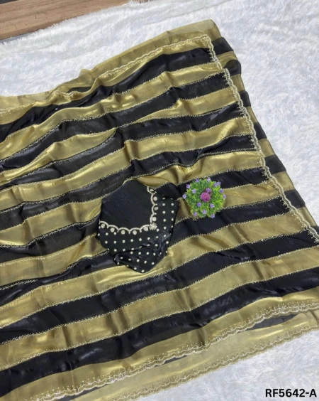 Space Silk Jarkhan Work Saree with Unstitched Blouse!