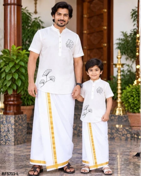 Father & Son Soft Magic Cotton Printed Jippa Combo – Stylish Traditional Wear!