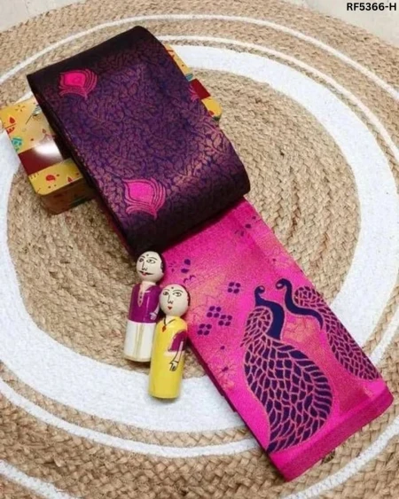 Premium Pure Banarasi Silk Saree with Floral Meena Design & Heavy Zari Rich Pallu