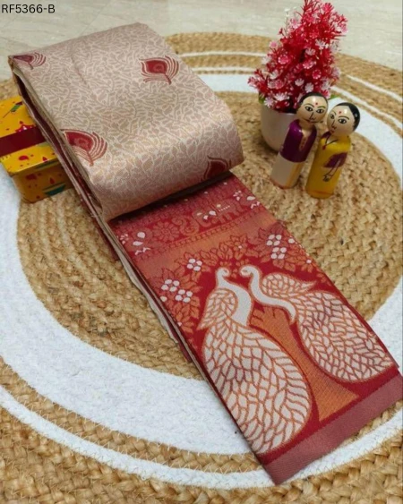 Premium Pure Banarasi Silk Saree with Floral Meena Design & Heavy Zari Rich Pallu