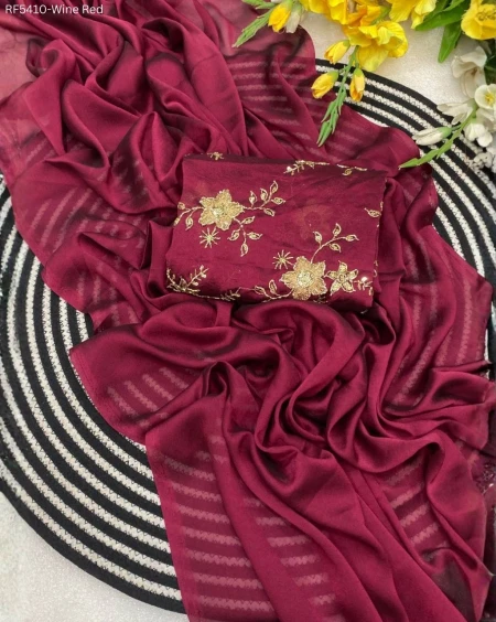 Rangoli Silk Saree with Beadswork Sequins Embroidery Blouse Elegant Festive Wear for Women!