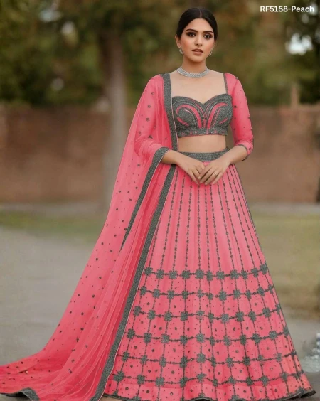 Heavy Net Chain Work Lehenga Choli with Dupatta!