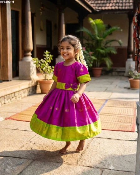 Elegant Cotton Silk Gown with Pure Zari Weaving-Kids Gown!