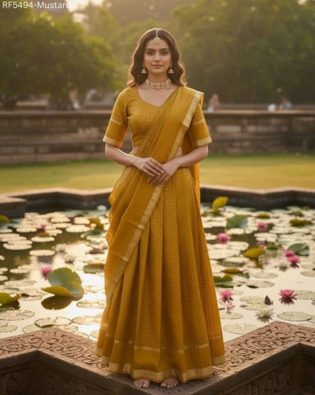 Viscose Georgette Zari Weaving Lehenga Set with Dupatta!
