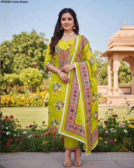 Premium Chinon Unstitched Suit Material with Shantoon Bottom & Dupatta!