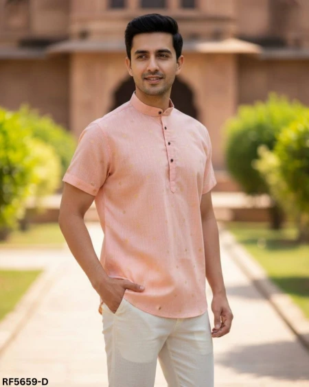 Linen Cotton Jacquard Butta Jippa for Men Stylish Traditional Ethnic Wear!