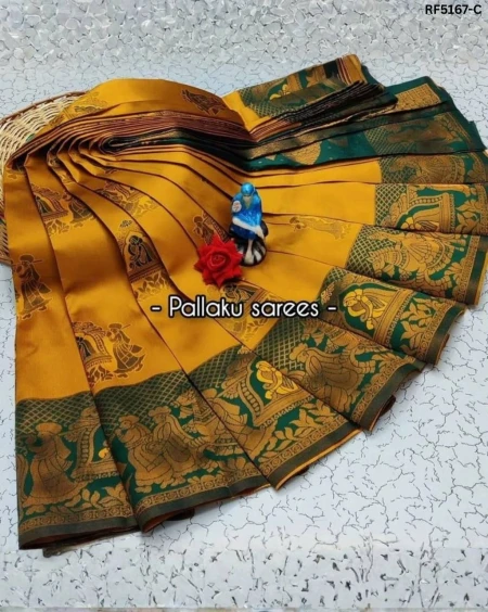 Premium Banarasi Silk Saree with Flower–Mina Design & Rich Zari Pallu!