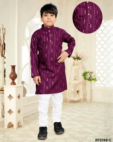 Soft Cotton Kids Kurta Pyjama Set with Full Sleeves & Side Pocket – Traditional Wear!