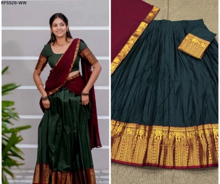 Kanchi Cotton Zari Weaving Lehenga Set with Georgette Dupatta!