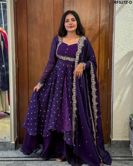 Elegant Soft Georgette Gown with Matching Dupatta!