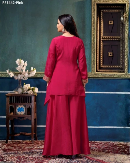 Chinon Embroidered Indo Western Top Palazzo Set Stylish Fusion Wear!