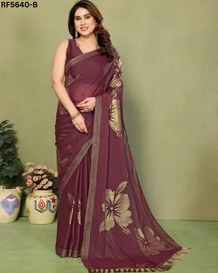 Georgette Silk Foil Work Saree with Unstitched Blouse!