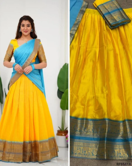 Kanjivaram Silk Zari Weaving Lehenga Set with Georgette Dupatta!