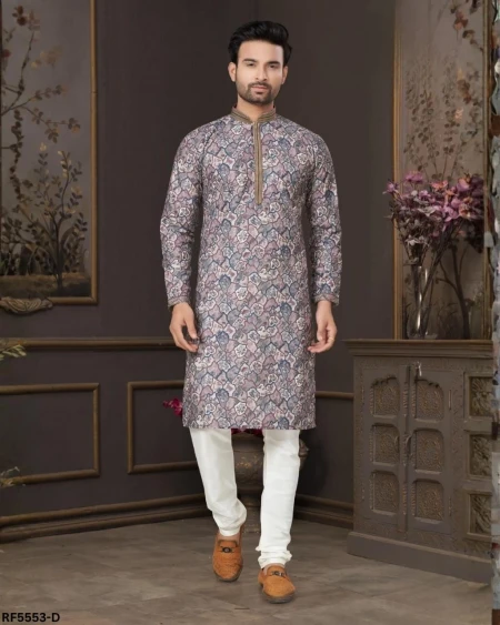 Cotton Digital Print Kurta Pajama with Lucknowi Handwork!