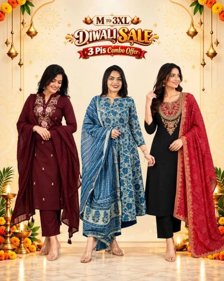 Cotton Slub Embroidered Kurti Set with Chanderi Dupatta – Stylish Ethnic Wear