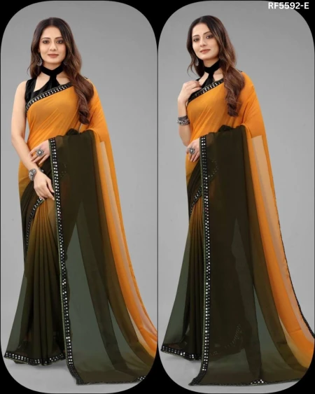 Two Shade Georgette Saree with Sequence Lace Border!