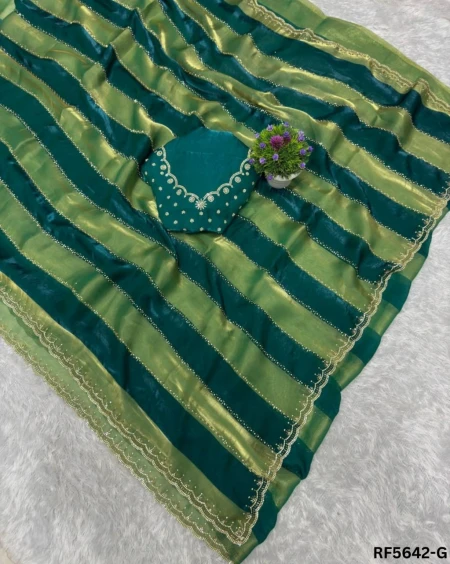 Space Silk Jarkhan Work Saree with Unstitched Blouse!