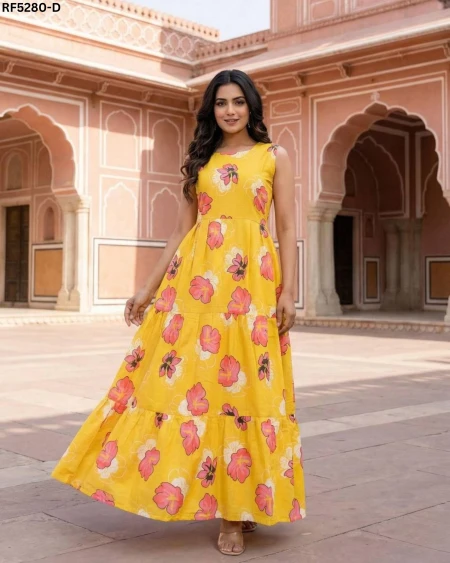 Cute Cotton Sleeveless Ruffle Maxi Dress with 3-Tier Flare!