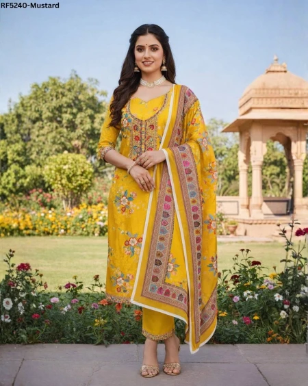 Premium Chinon Unstitched Suit Material with Shantoon Bottom & Dupatta!