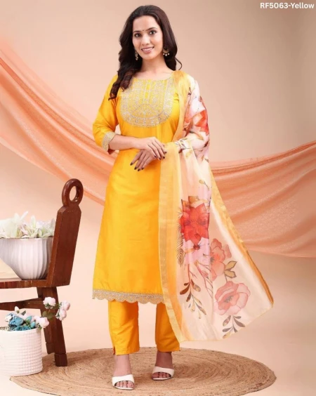 Signature Silk Kurti Set with Elegant Digital Print Dupatta!