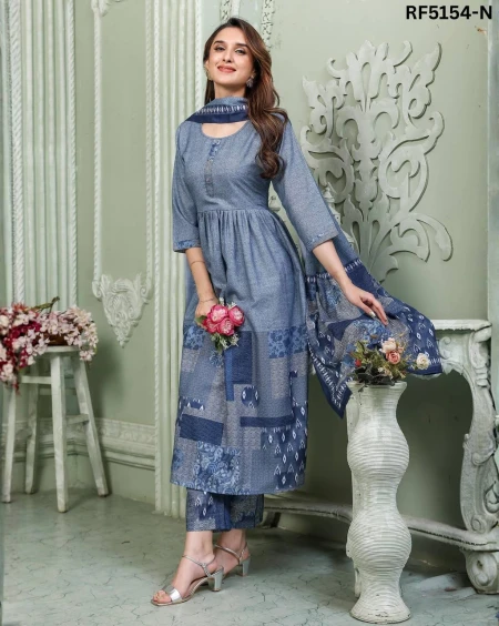 Premium Cotton Blend Printed Kurti Set for Elegant Look!