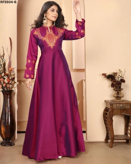 Triva Silk Embroidered Gown with Full Lining!