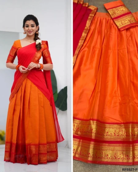 Kanjivaram Silk Zari Weaving Lehenga Set with Georgette Dupatta!