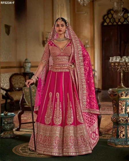 Designer Raw Silk Embroidered Lehenga Choli with Stylish Double Dupatta!