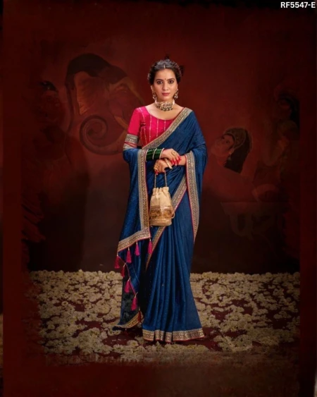 Vichitra Saree with Swarovski Sequence Border!