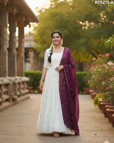 Elegant Soft Georgette Gown with Matching Dupatta!