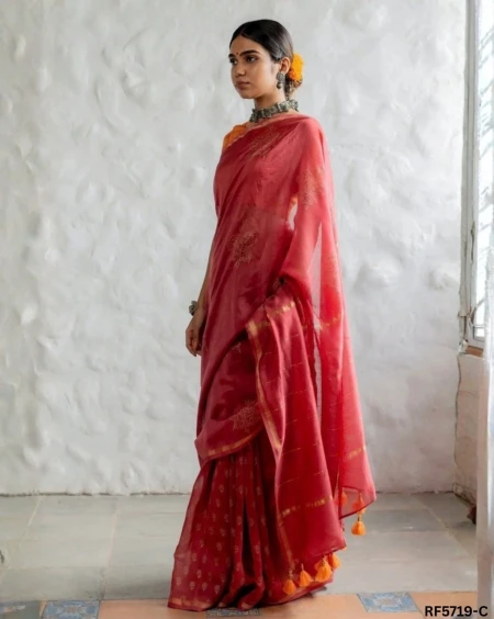 Elegant Mul Cotton Silk Printed Saree with Unstitched Blouse – Stylish Traditional Wear!