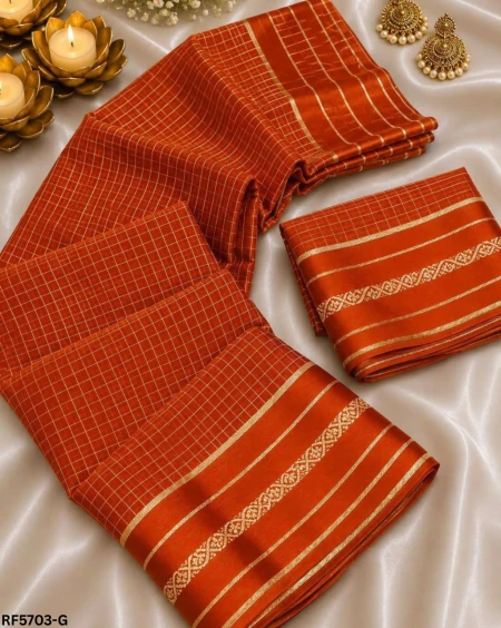 Elegant Viscose Georgette Digital Checks Print Saree – Stylish Traditional Wear for Women!