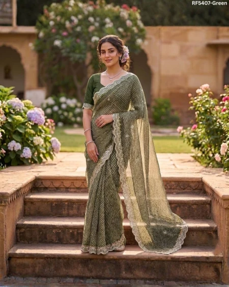 Kota Silk Saree with Weaving and Sequence Work Contrast Blouse Elegant Festive Wear for Women!