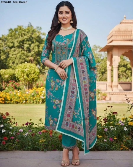 Premium Chinon Unstitched Suit Material with Shantoon Bottom & Dupatta!