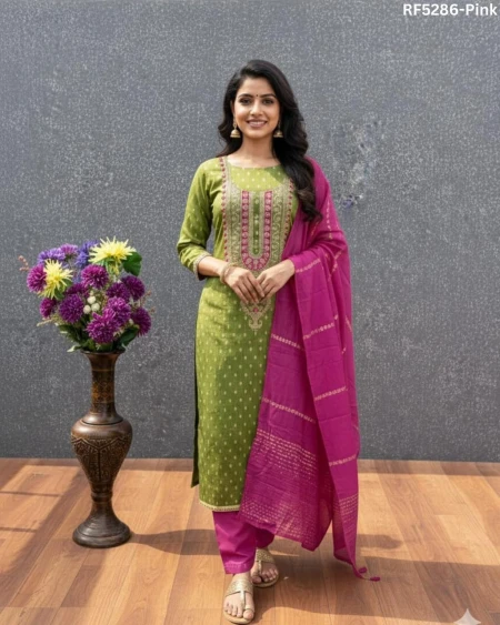 Elegant Shimmer Buti Jacquard Unstitched Suit Material with Dupatta!