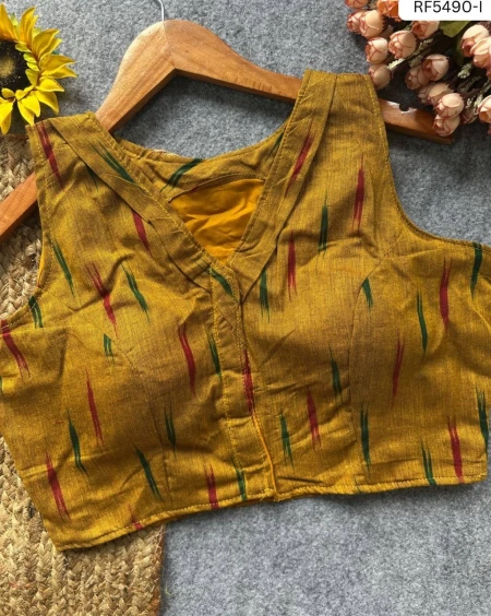 Ikkat Handloom Cotton Kurti Boat Neck Readymade blouse!