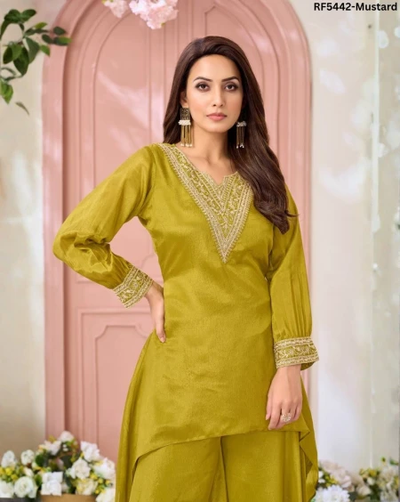 Chinon Embroidered Indo Western Top Palazzo Set Stylish Fusion Wear!
