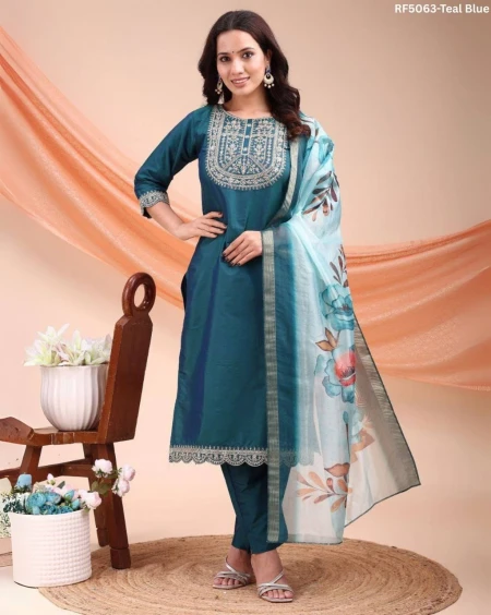 Signature Silk Kurti Set with Elegant Digital Print Dupatta!