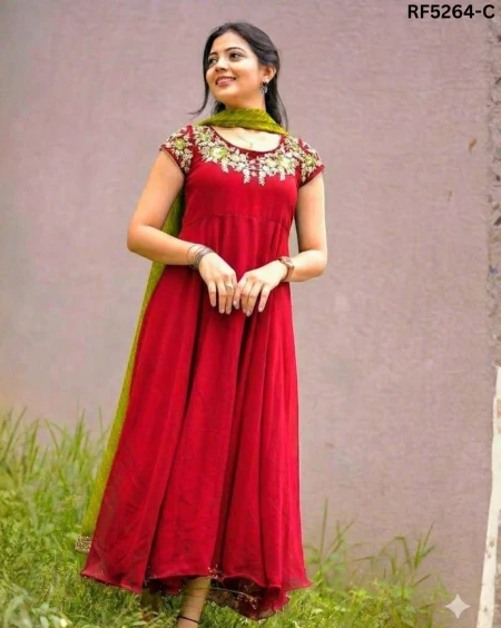 Elegant Soft Georgette Gown with Matching Dupatta!