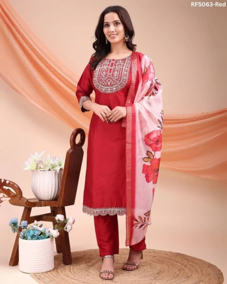 Signature Silk Kurti Set with Elegant Digital Print Dupatta!