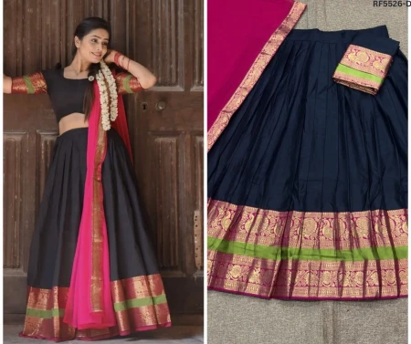 Kanchi Cotton Zari Weaving Lehenga Set with Georgette Dupatta!