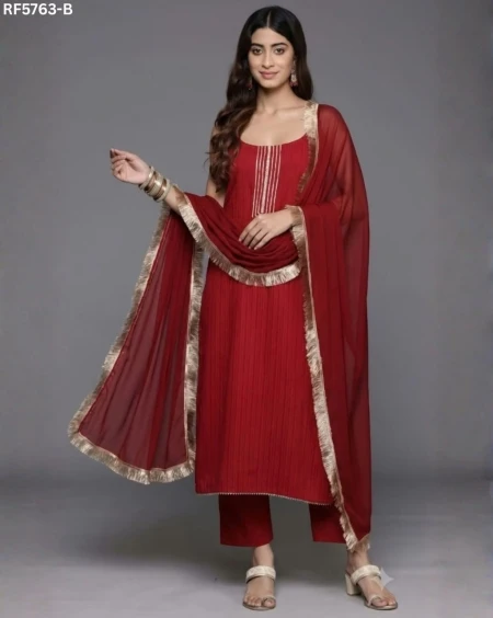 Elegant Georgette Embroidered Kurti Set with Chiffon Dupatta – Stylish Festive Wear!