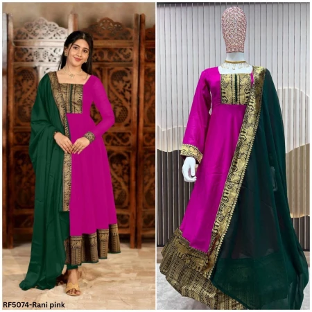 Exclusive Vichitra Silk Gown Set for Special Occasions!