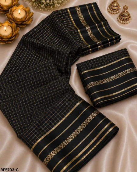 Elegant Viscose Georgette Digital Checks Print Saree – Stylish Traditional Wear for Women!