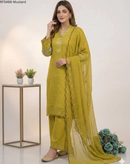 Mal Chanderi Sequence Embroidered Palazzo Set with Organza Dupatta!
